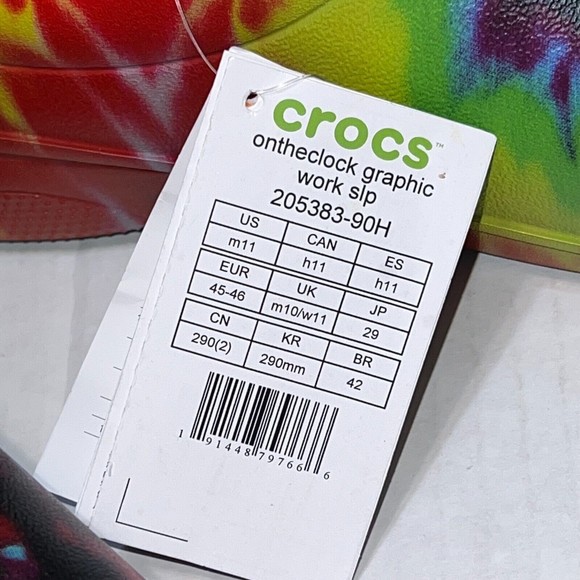 Men Crocs On the Clock Graphic Work Slip-On Colorful 205383-90H Size 11 main image 4